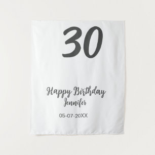Tenture modèle noir 30e anniversaire ajouter nom date anné