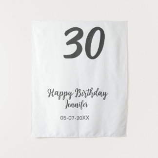 Tenture modèle noir 30e anniversaire ajouter nom date anné