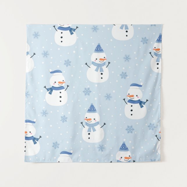 Tenture Modèle sans couture de bonhomme de neige, fond d'h (Devant)