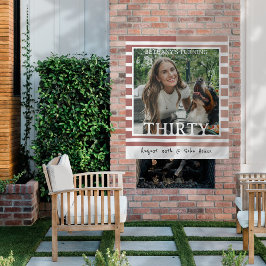 Tenture Modern Minimalist Striped 30th Birthday Photo