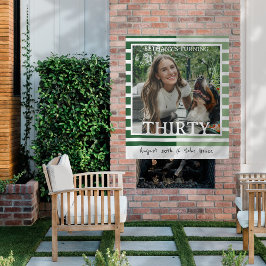 Tenture Modern Minimalist Striped 30th Birthday Photo