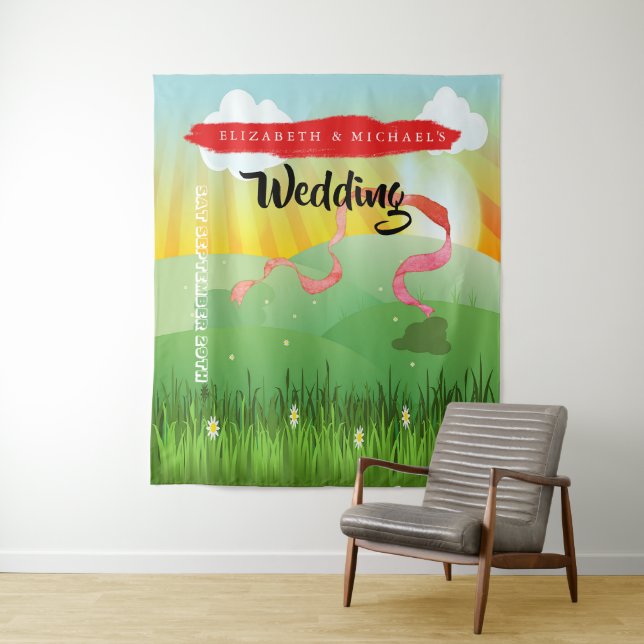 Tenture Modern Rustic Festival Wedfest Mariage Photo Prop (En situation)