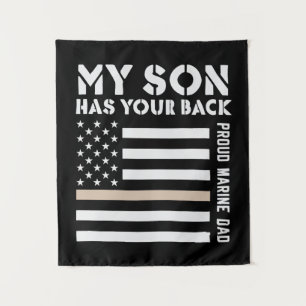 Tenture Mon fils a votre dos Papa Marin fier Drapeau améri