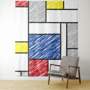 Tenture Mondrik Scribbles Minimaliste De Stijl Art Moderne