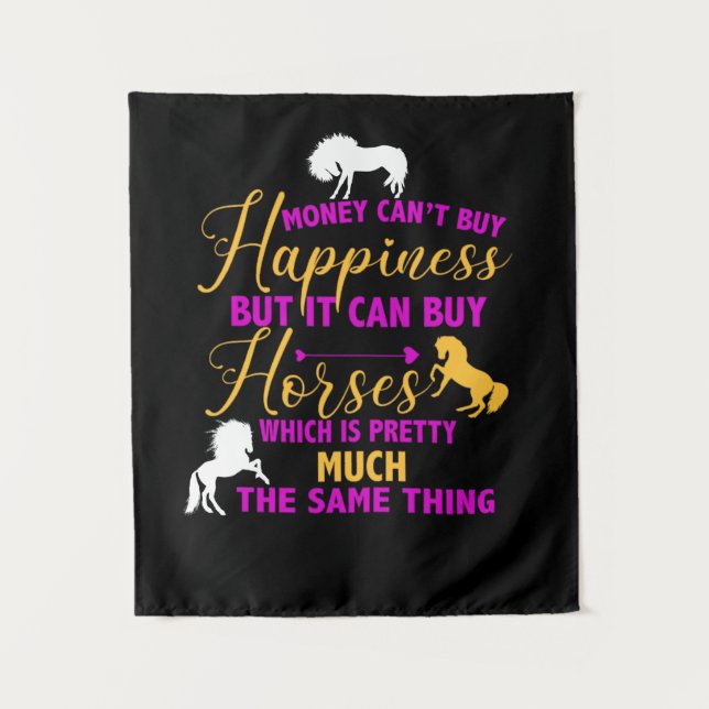 Tenture Money Can Buy Horses Purple Yellow    (Devant)