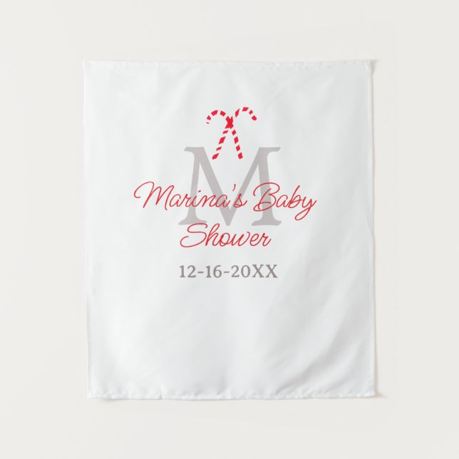 Tenture Monogramme de fête prénatale bonbon de Noël vacanc (Devant)