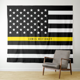 Tenture Monogramme du drapeau américain de la ligne jaune