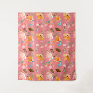 Tenture  Monogramme Élégant  Aquarelle  Rose 