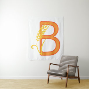 Tenture monogramme floral B lettre majuscule