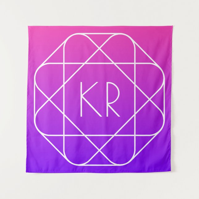 Tenture Monogramme géométrique cool | Violette violette ma (Devant)