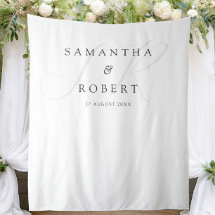 Tenture Monogramme minimaliste moderne Mariage arrière-pla