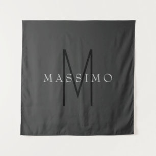 Tenture Monogramme Noir Professionnel Gris Votre Nom