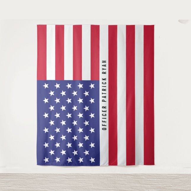 Tenture Monogramme patriotique rouge blanc bleu du drapeau (Devant)