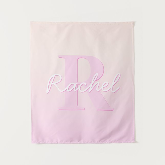 Tenture Monogramme personnalisable | Ombre de la pêche et  (Devant)