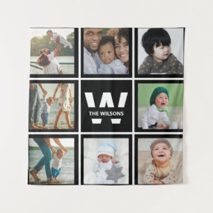 Tenture Monogramme photo Instagram noir et blanc