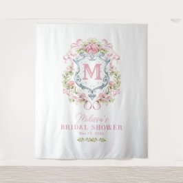 Tenture Monogramme romantique de crête florale | Bienvenue
