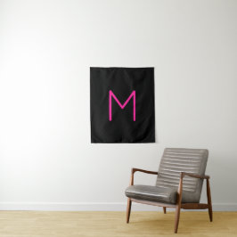 Tenture Monogramme rose et noir moderne modifiable