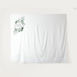 Tenture Monogramme vert moderne Mariage Photo fond
