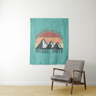 Tenture Montagnes pastel vintage appellent monogramme