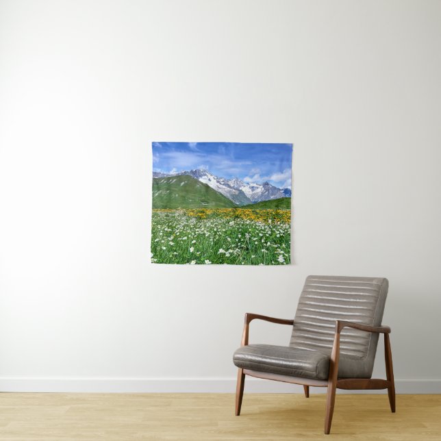 Tenture Montagnes | Swiss Alps Valley Spring (En situation (horizontale))