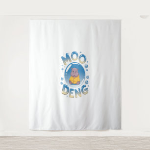 Tenture Moo Deng Baby Hippo en Raincoat mignonne Cartoo an