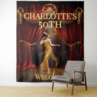 Tenture Moody Gatsby Red Gold 50th Birthday Backdrop