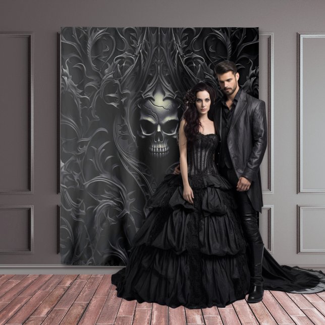 Tenture Moody Gothic Black Filigree & Skull XLarge (Créateur téléchargé)