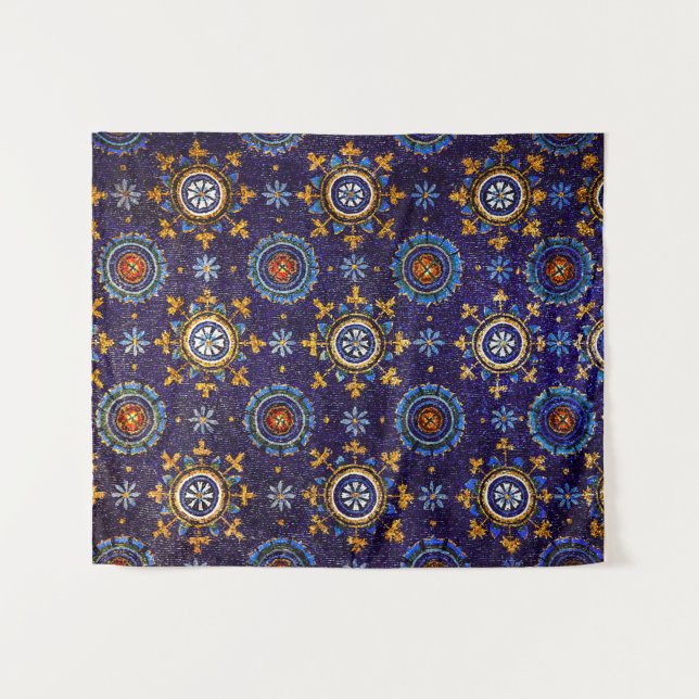 TENTURE MOSAÏQUES BYZANTINES DE RAVENNE,ÉTOILES,NUIT ÉTOIL (Devant (Horizontal))