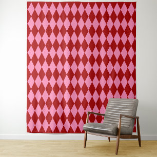 Tenture Motif à carreaux Harlequin rose rouge