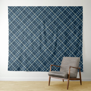 Tenture Motif à carreaux pointillés. Gris-bleu.