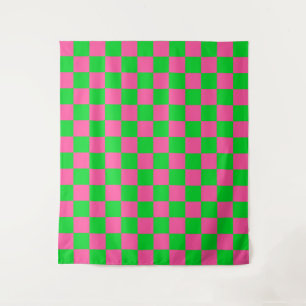 Tenture Motif À damiers chèque rose vert