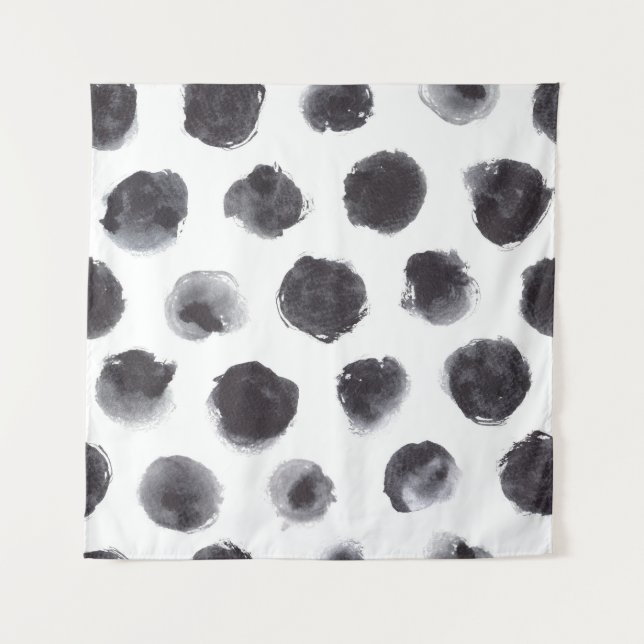 Tenture Motif à points Polka : noir, gris. (Devant)