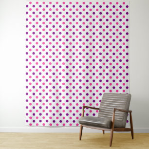 Tenture Motif à pois blanc violet rose 