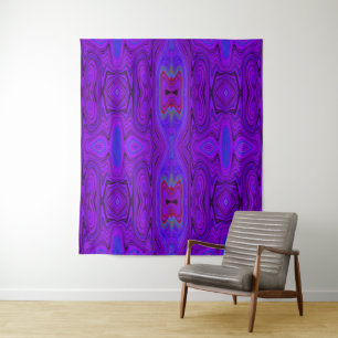 Tenture Motif Abstrait Rétro Violet et Bleu Royal