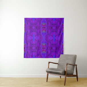 Tenture Motif Abstrait Rétro Violet et Bleu Royal