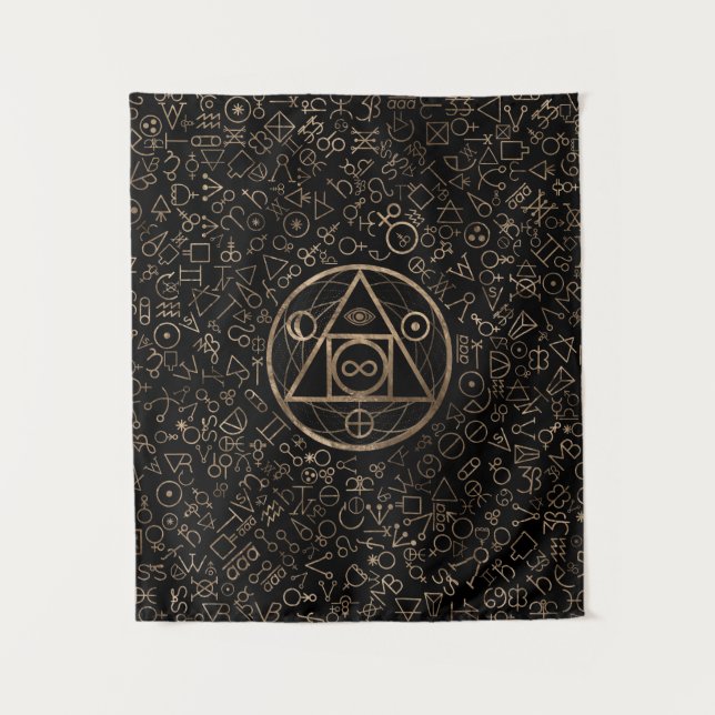 Tenture Motif alchimique 2 du symbole en pierre du (Devant)