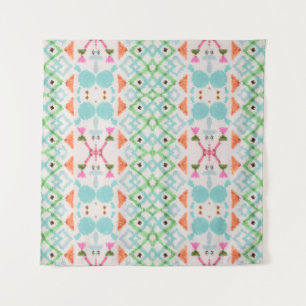 Tenture Motif américain. Impression Ikat transparente. Vin