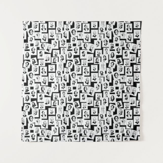 Tenture Motif avec portraits des plus grands compositeurs (Devant)