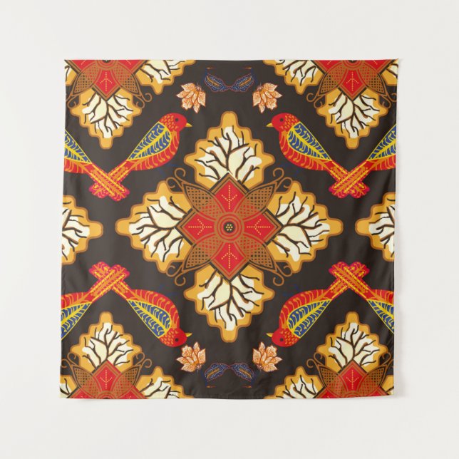 Tenture Motif batik indonésien avec flo très distinctif (Devant)