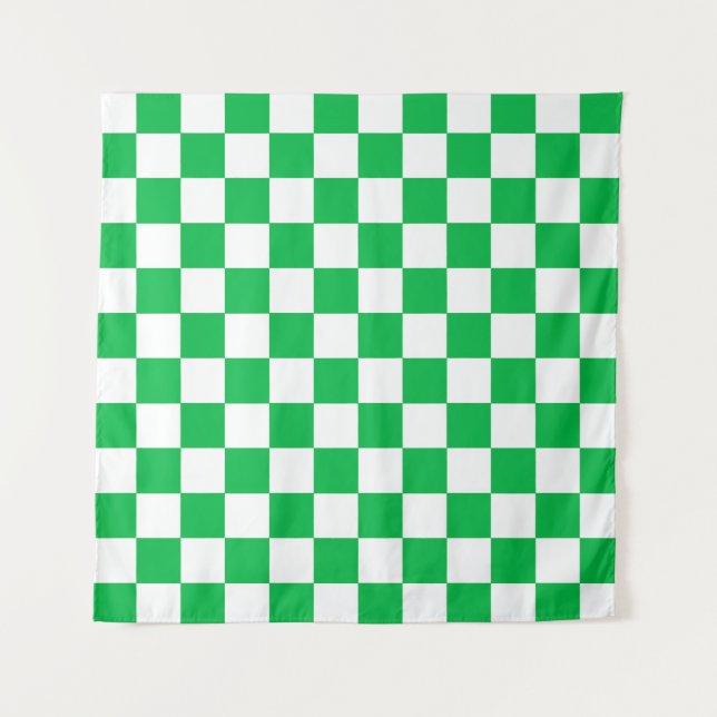 Tenture Motif blanc À damiers blanc vert (Devant)