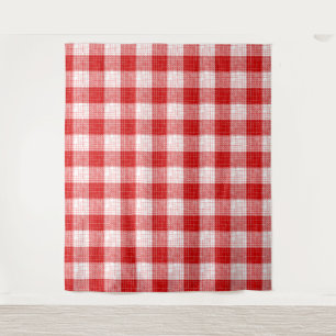 Tenture Motif carreaux à carreaux rouges et blancs gras