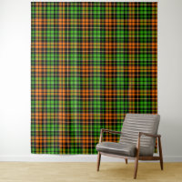 Motif carreaux tartan vert orange noir