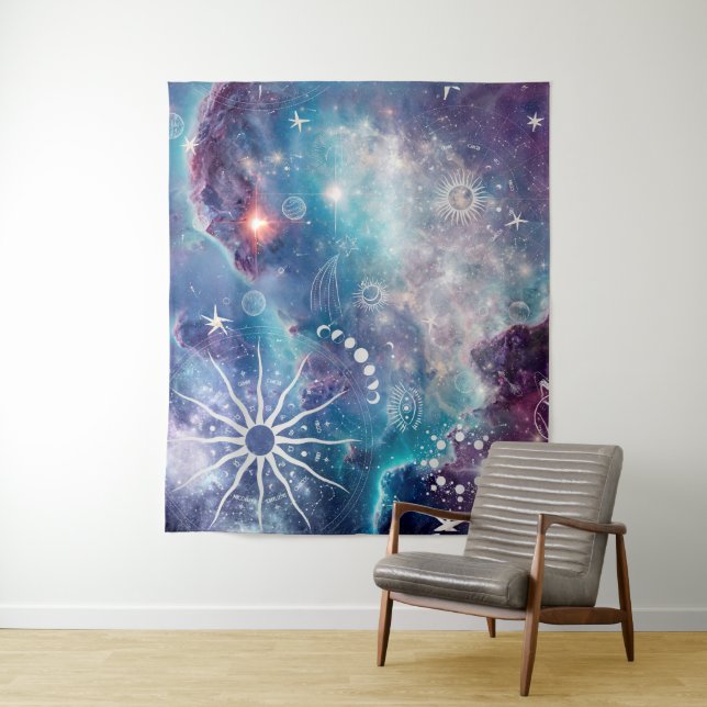 Tenture Motif céleste bleu violet (En situation)