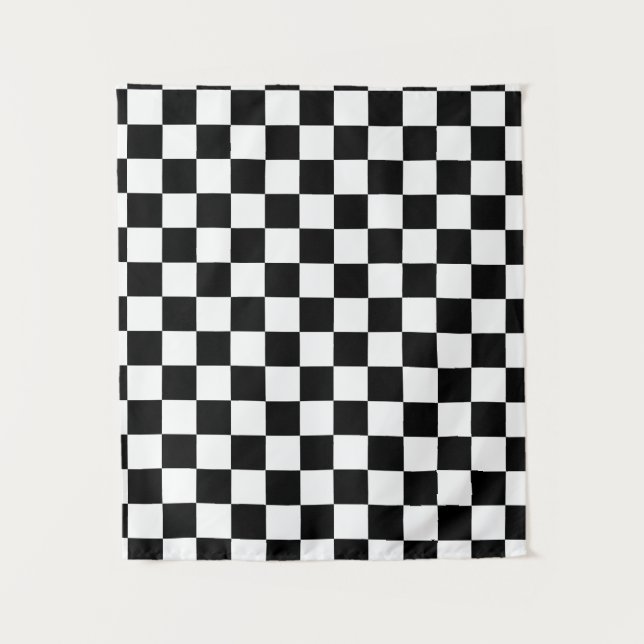 Tenture Motif Checkered noir et blanc (Devant)