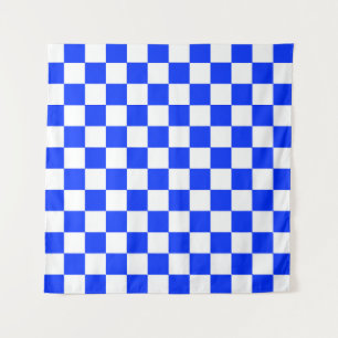Tenture Motif chèque À damiers blanc bleu