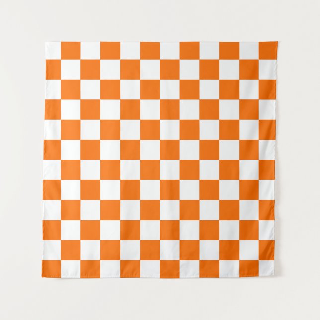 Tenture Motif chèque À damiers blanc orange (Devant)