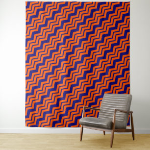 Tenture Motif chevron zigzag bleu orange