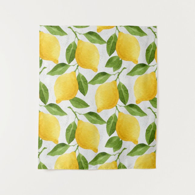 Tenture Motif citrons aquarelle (Devant)