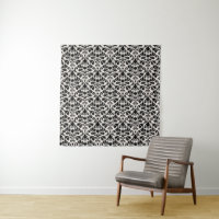 Motif Damassé Flourish Noir sur Crème