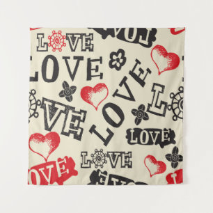 Tenture motif d'amour dessiné à la main